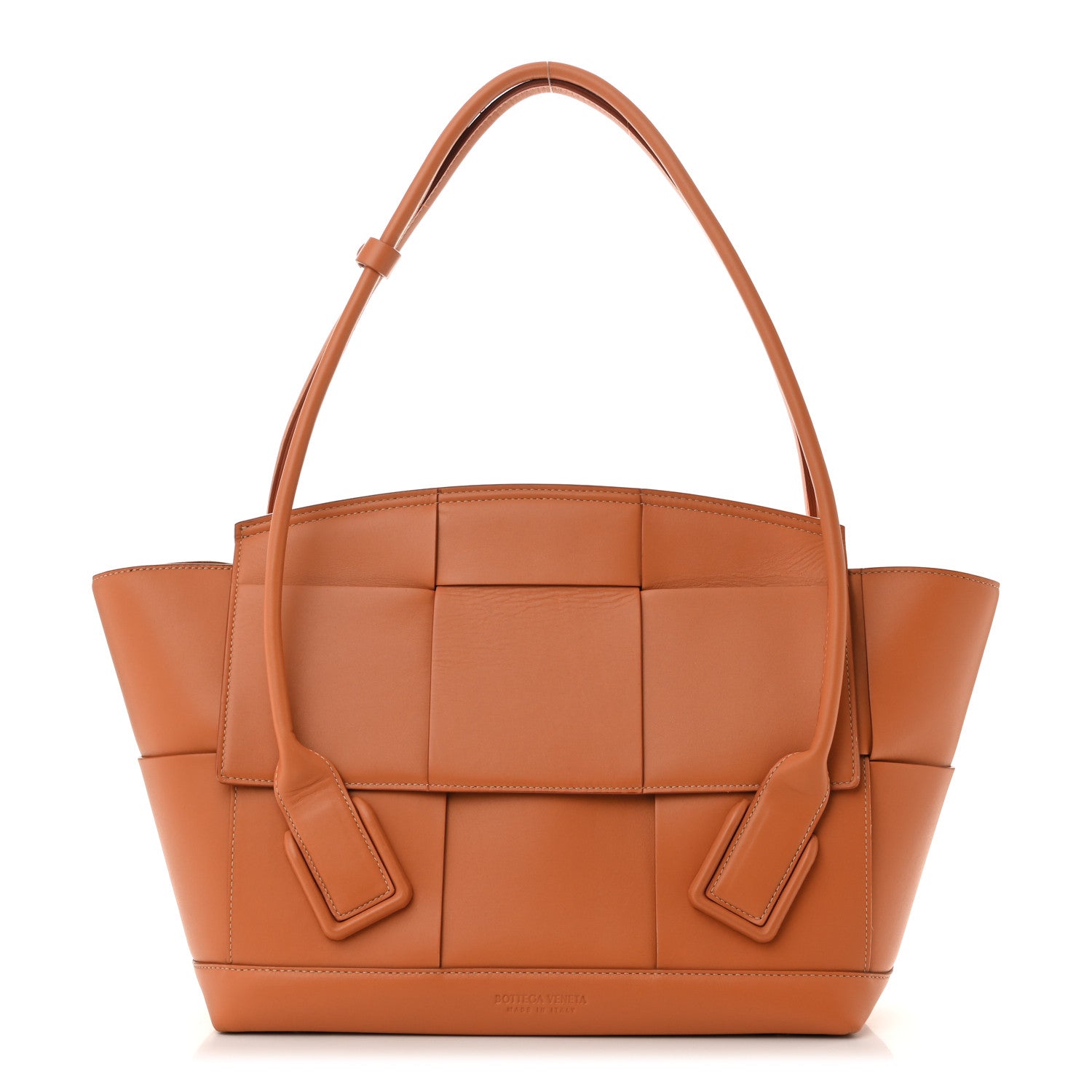 French Calfskin Maxi Intrecciato Medium Arco Caramel