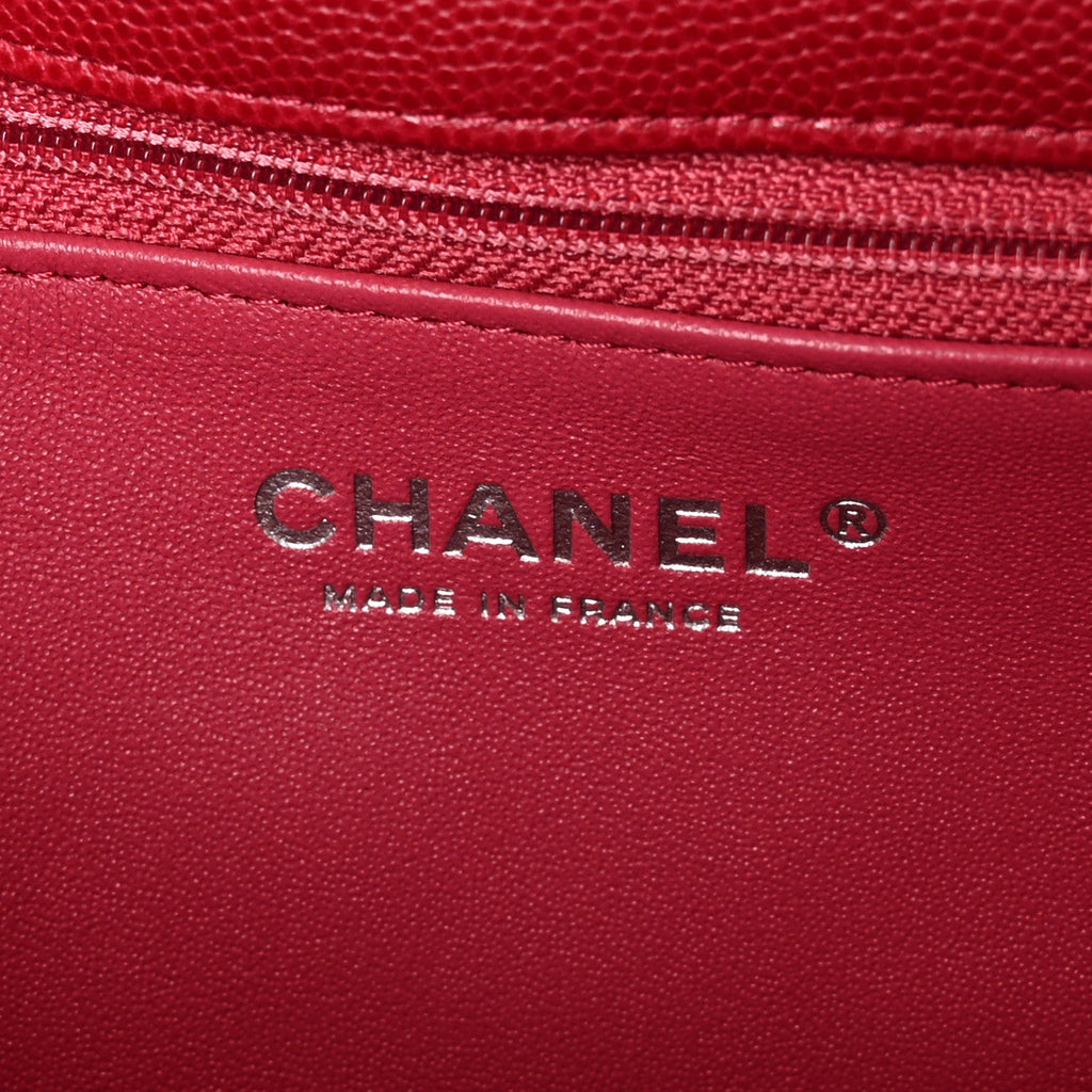 Caviar Quilted Flap Clutch Dark Pink
