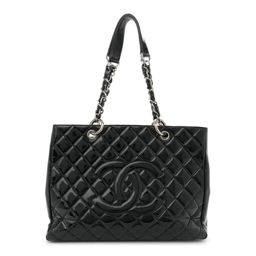 Patent Quilted Grand Shopping Tote GST Black