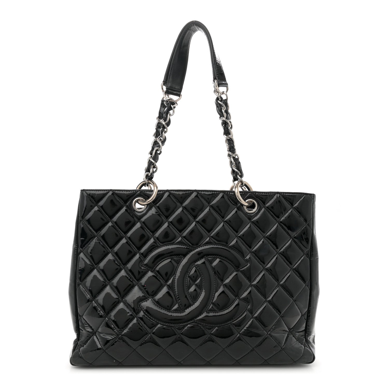 Patent Quilted Grand Shopping Tote GST Black