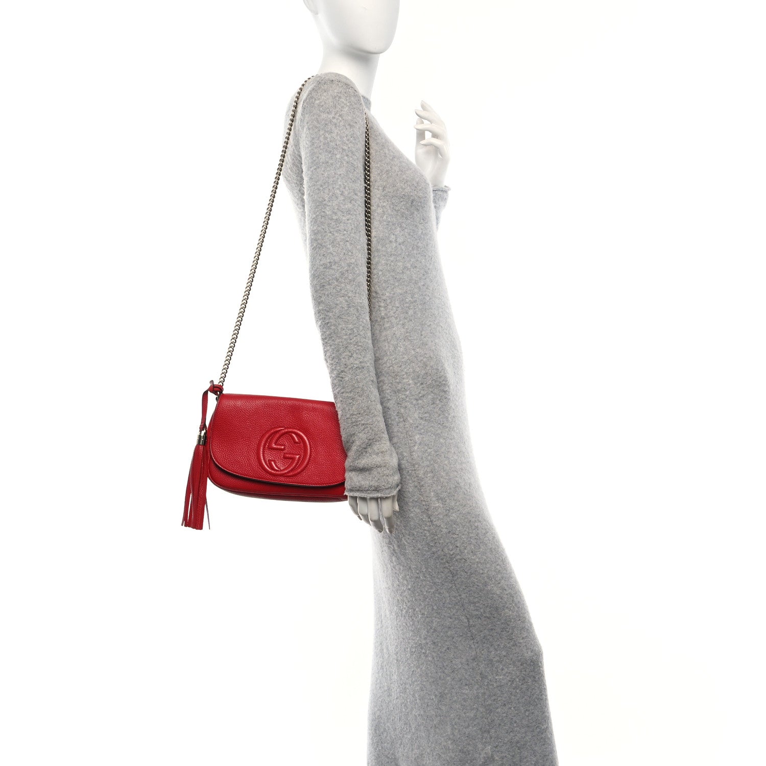 Pebbled Calfskin Medium Soho Flap Crossbody Vibrant Red