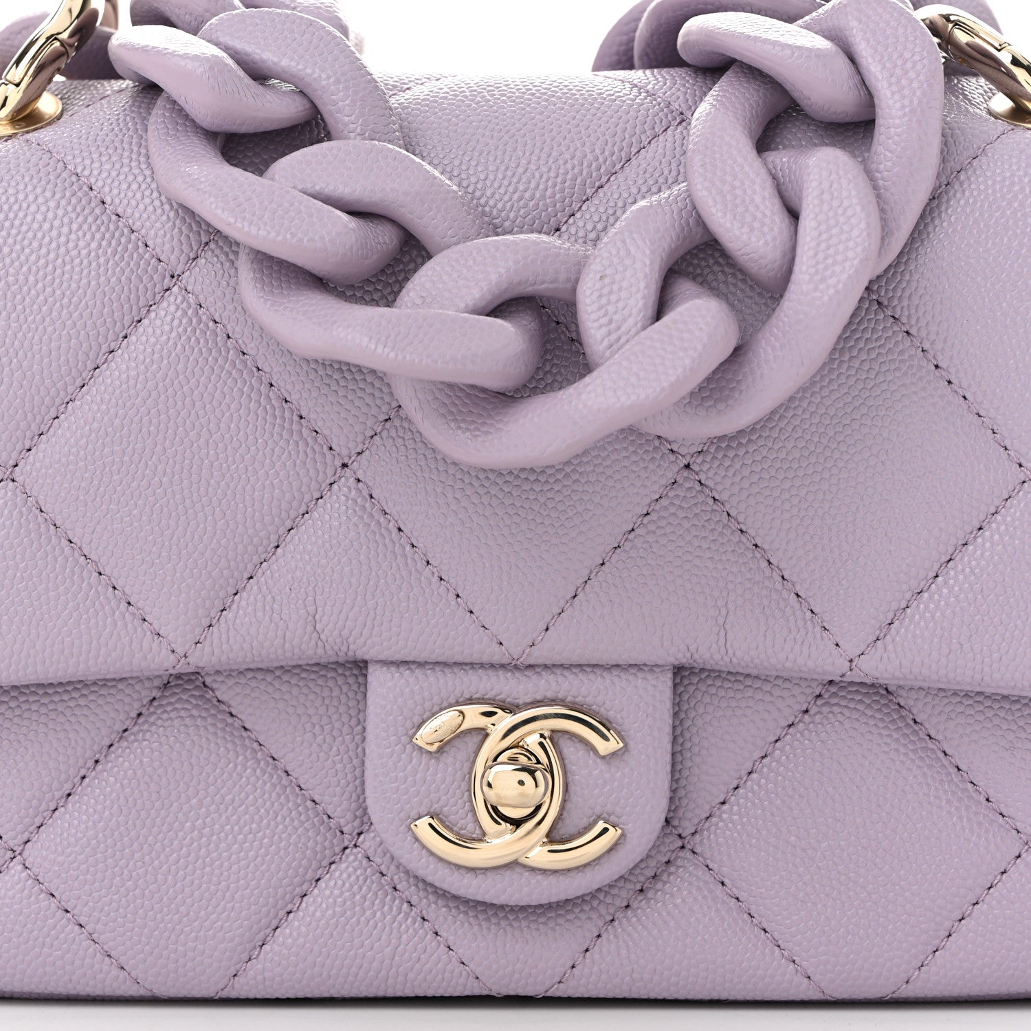 Caviar Quilted Funky Match Mini Flap Light Purple