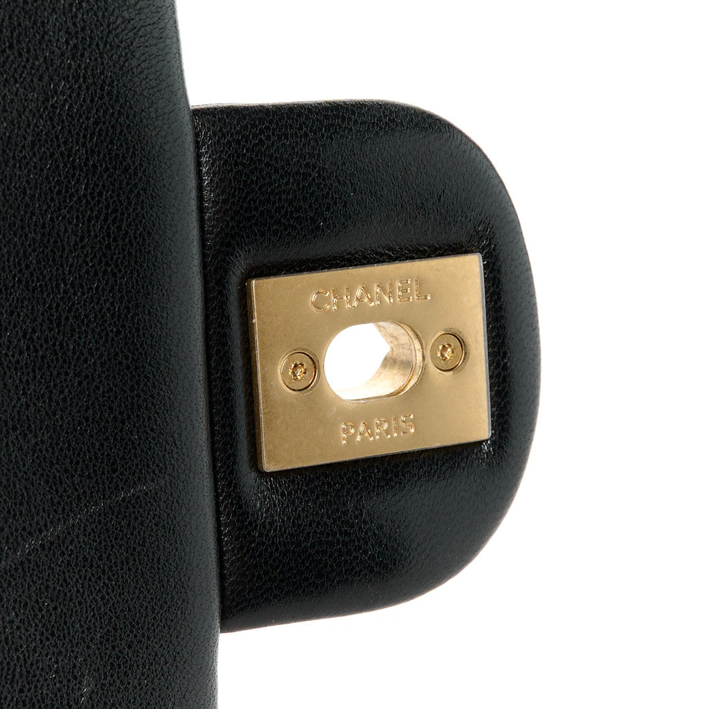 Lambskin Pearl Quilted Mini Flap Black