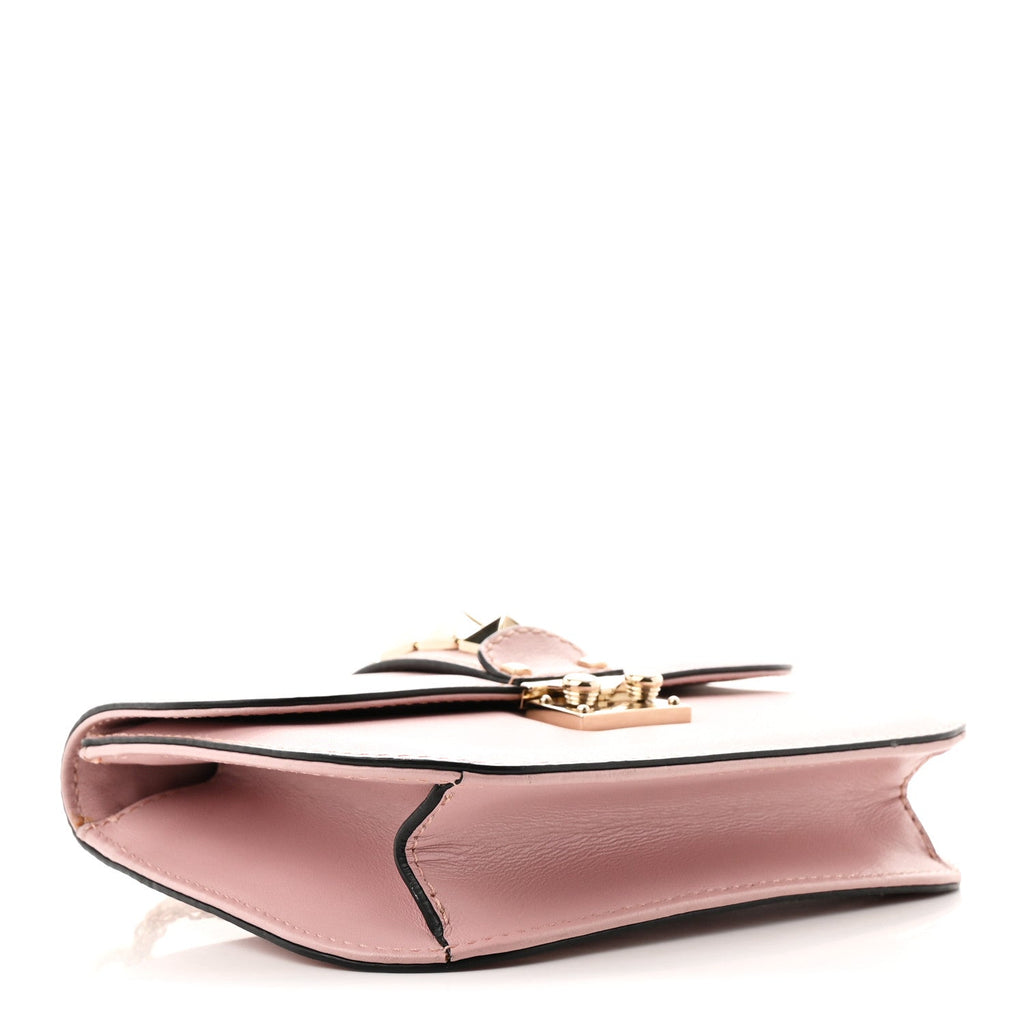 Vitello Small Glam Lock Rockstud Flap Poudre