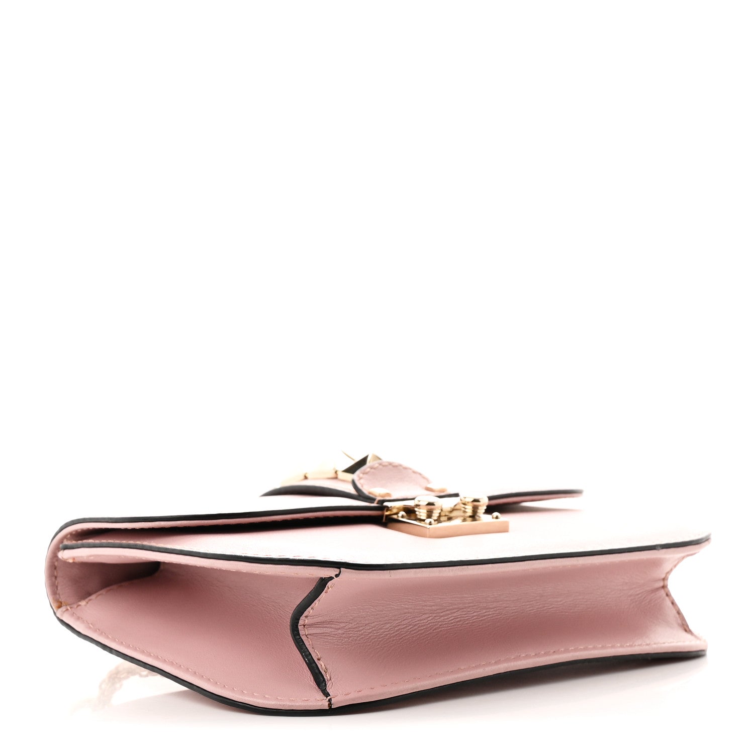 Vitello Small Glam Lock Rockstud Flap Poudre