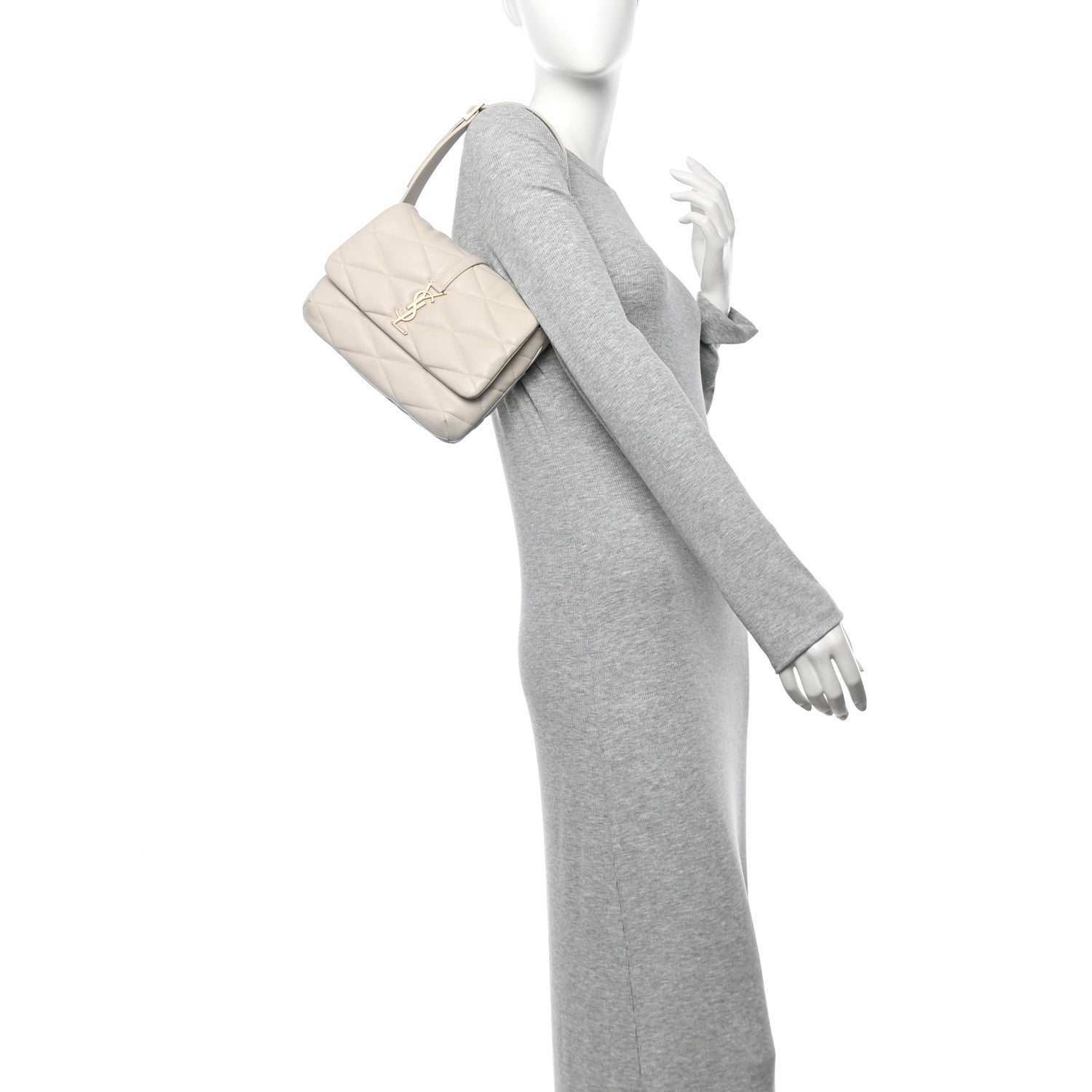 Lambskin Quilted Le 57 Diamond Shoulder Bag Crema Soft
