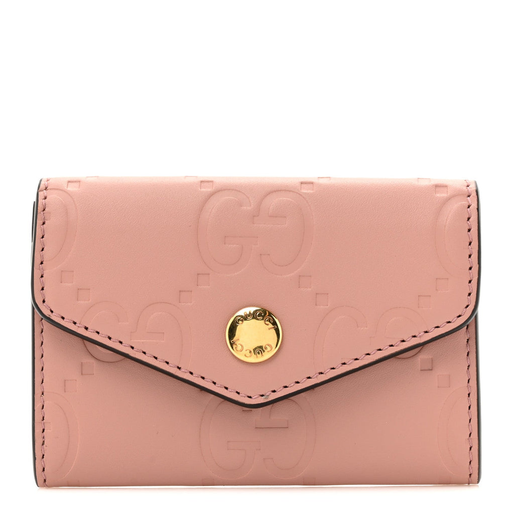 Calfskin Jumbo GG Embossed Snap Wallet Soft Pink