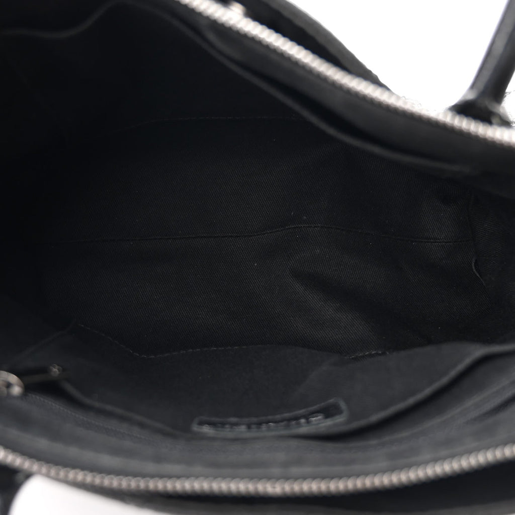 Grained Vegetal Calfskin Small Urban Shopping Tote Black