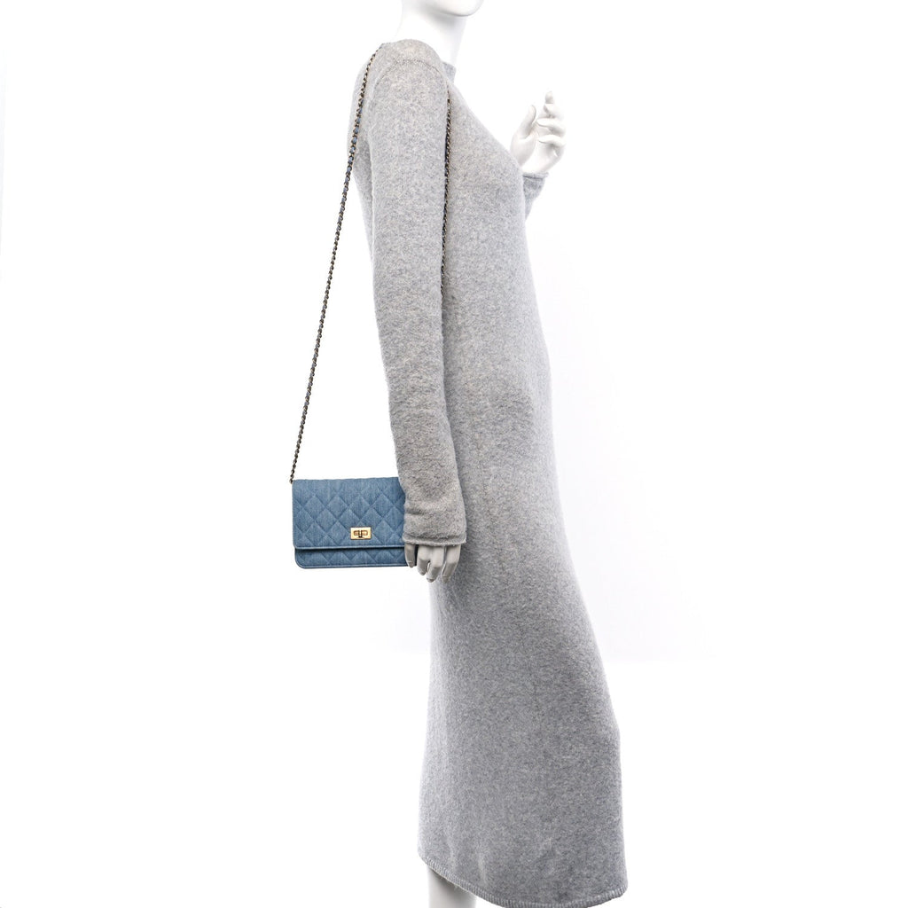 Denim Quilted Reissue Wallet On Chain WOC Blue