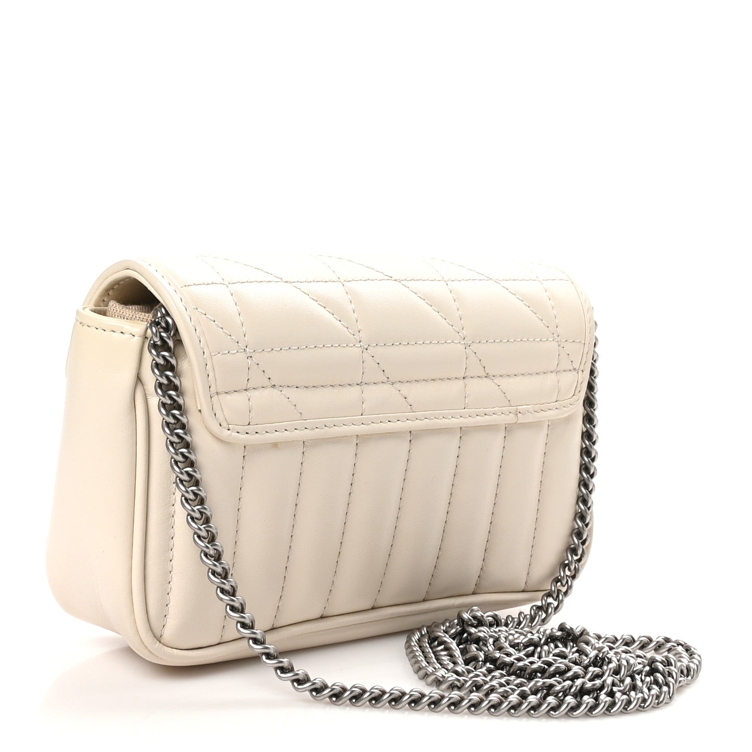 Calfskin Matelasse Aria Super Mini GG Marmont Shoulder Bag Mystic White