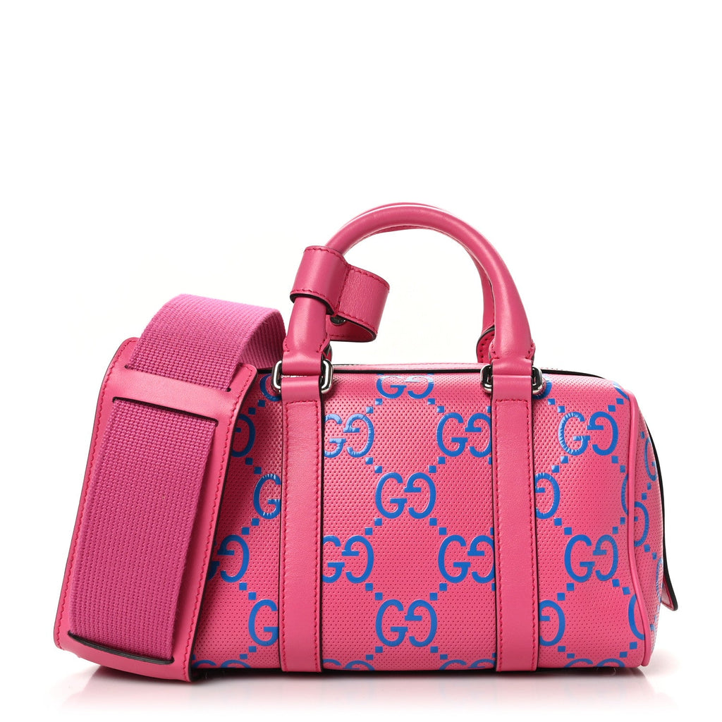 Calfskin GG Tennis Bi-Color Embossed Mini Duffle Bag Modern Fucsia Modern Blue