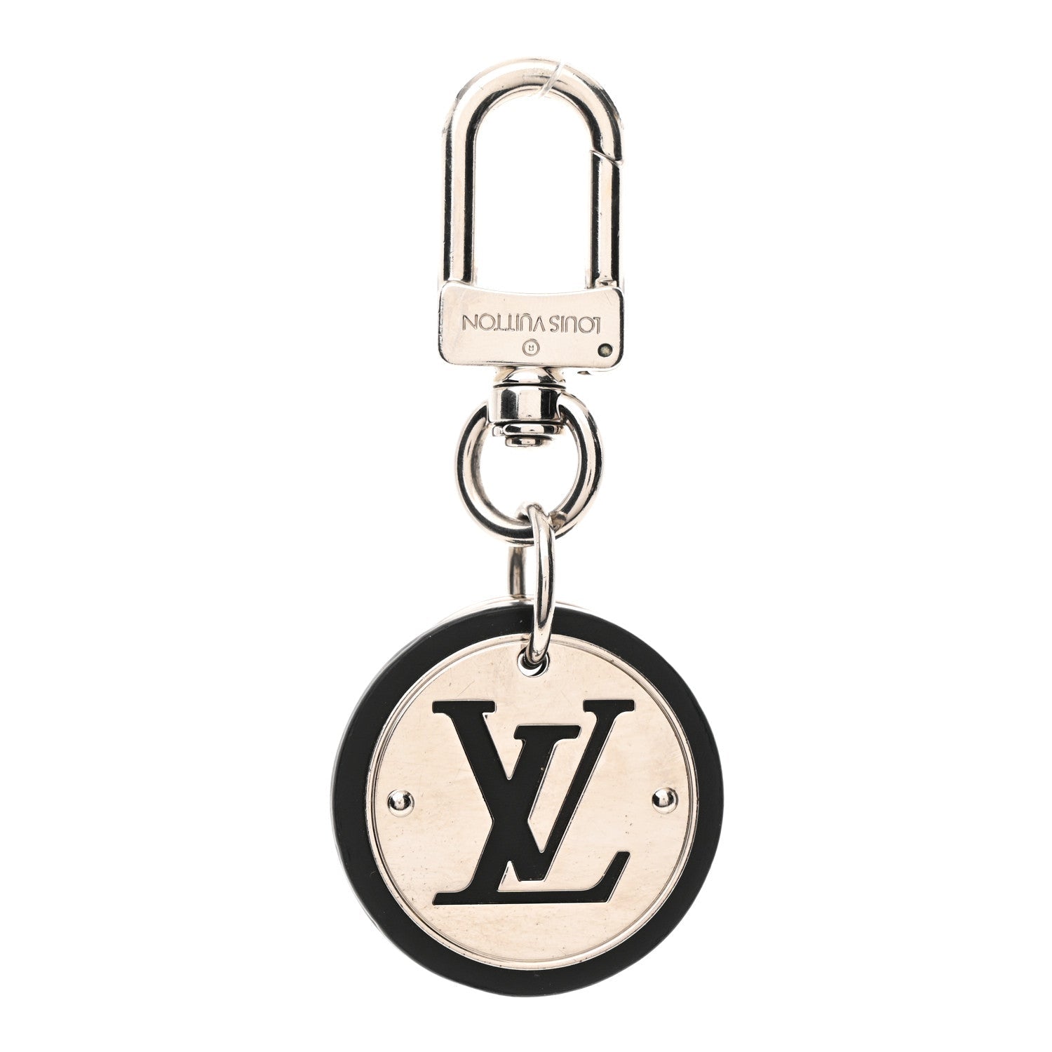 LV Cut Circle Key Holder Silver