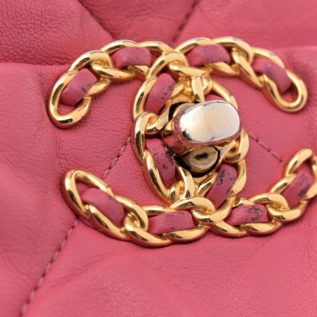 Lambskin Quilted Large Chanel 19 Flap Dark Pink
