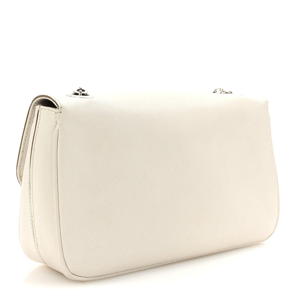 Printed Calfskin Rory Chain Shoulder Bag White