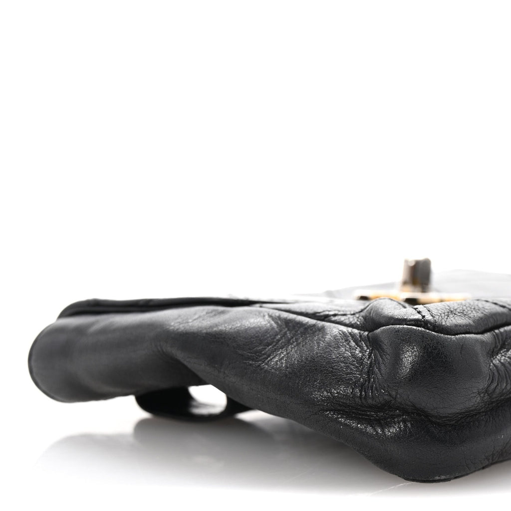 Calfskin Quilted Flap Waist Belt Bag 70 28 Black