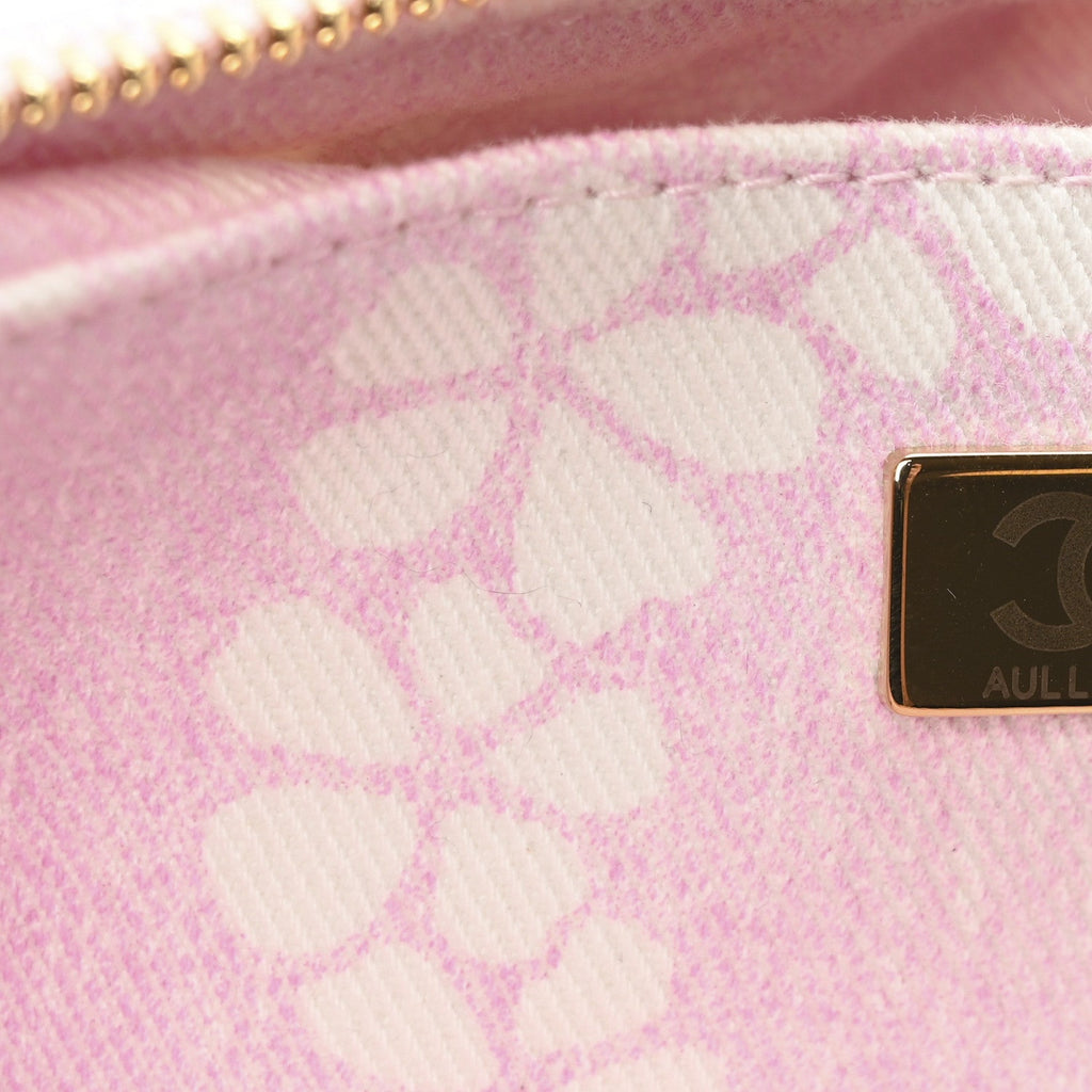 Printed Denim Quilted Large Hobo Bag Light Pink White