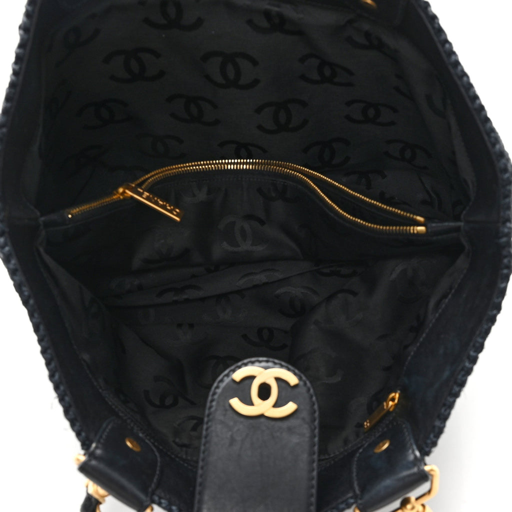 Straw Raffia Tote Black