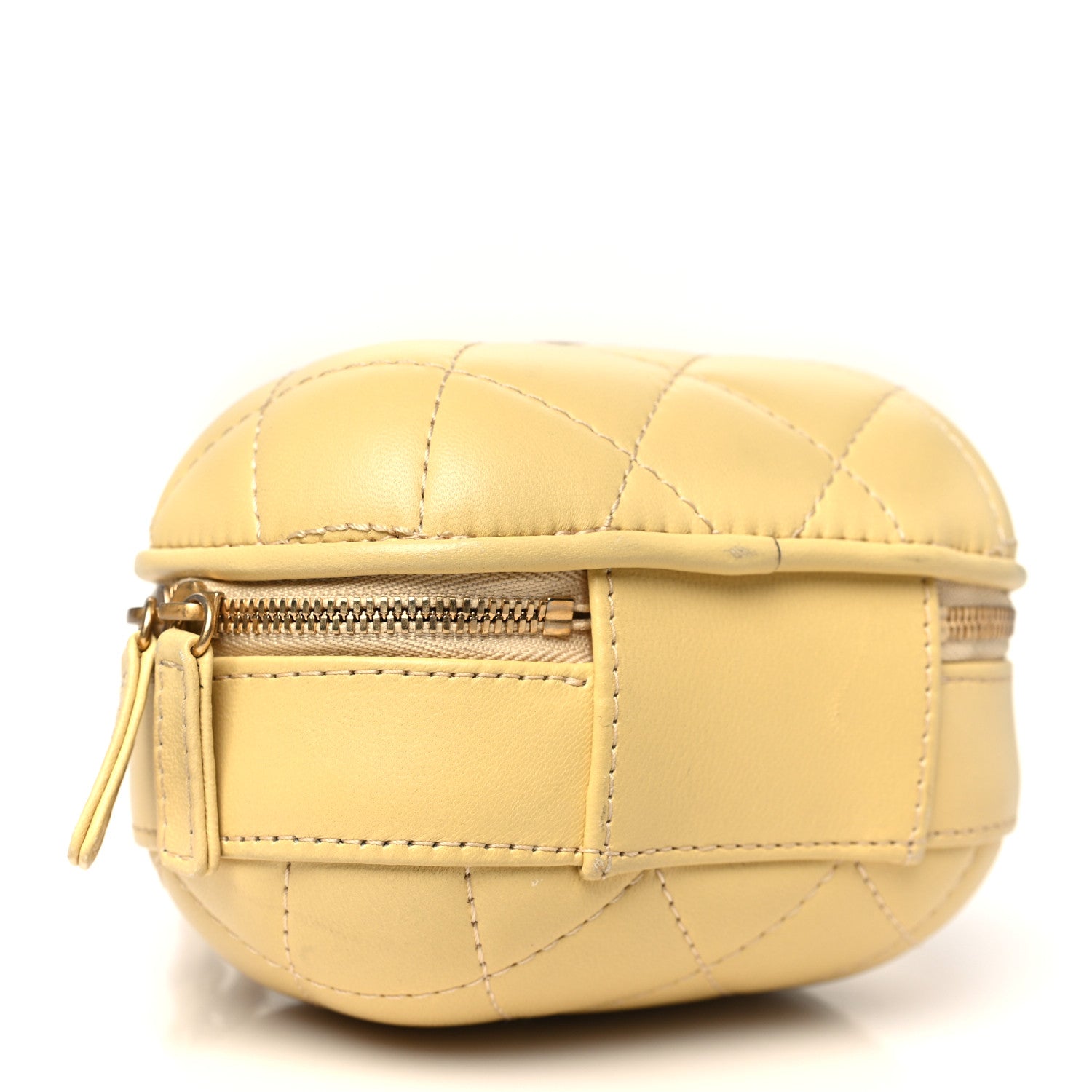Lambskin Quilted CC Bubble Vanity Case With Chain Light Yellow
