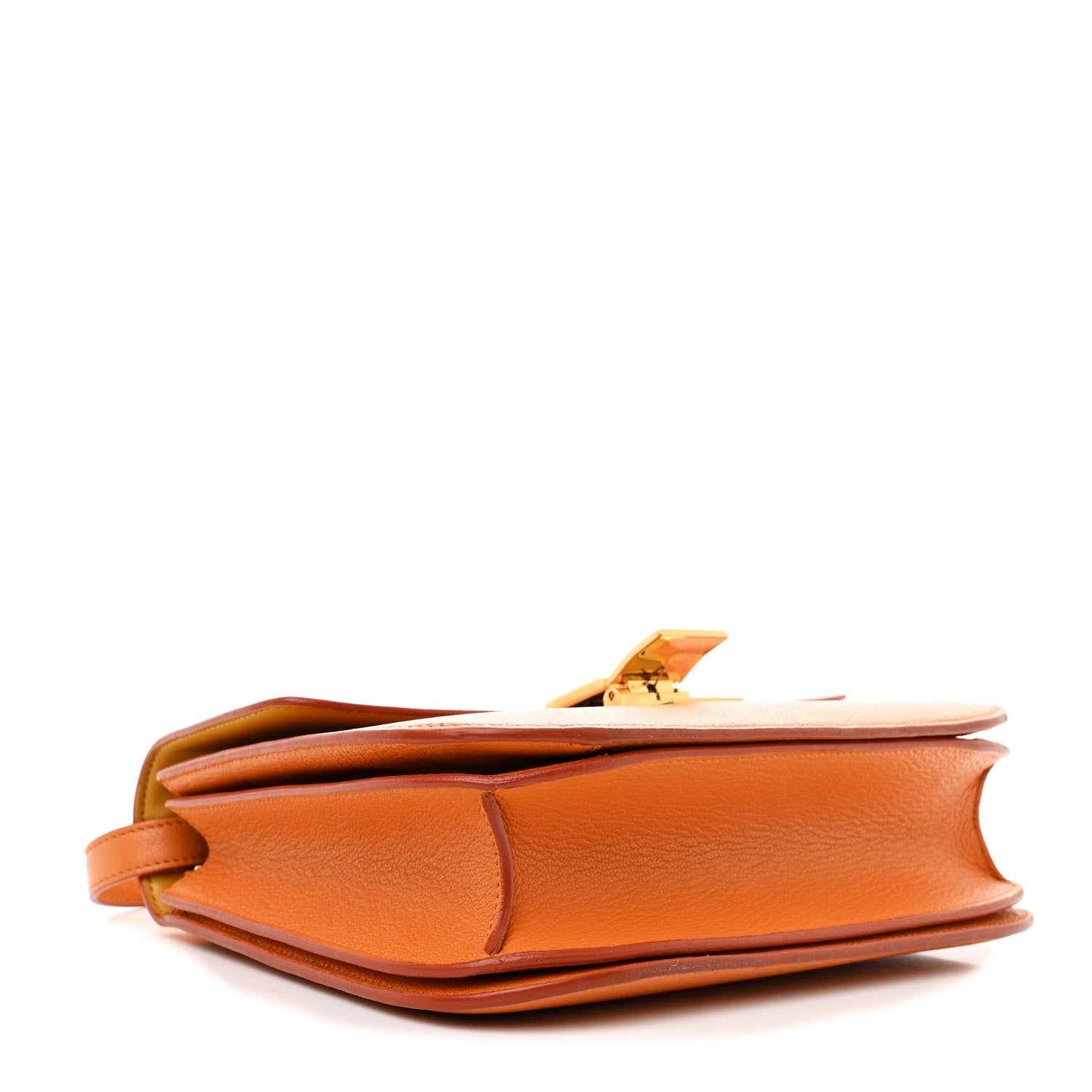 Goatskin Medium Classic Box Flap Bag Orange