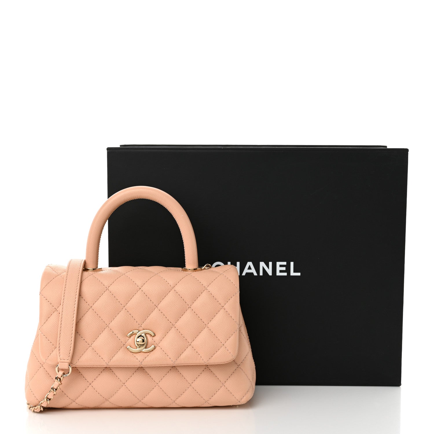 Caviar Quilted Mini Coco Handle Flap Light Pink