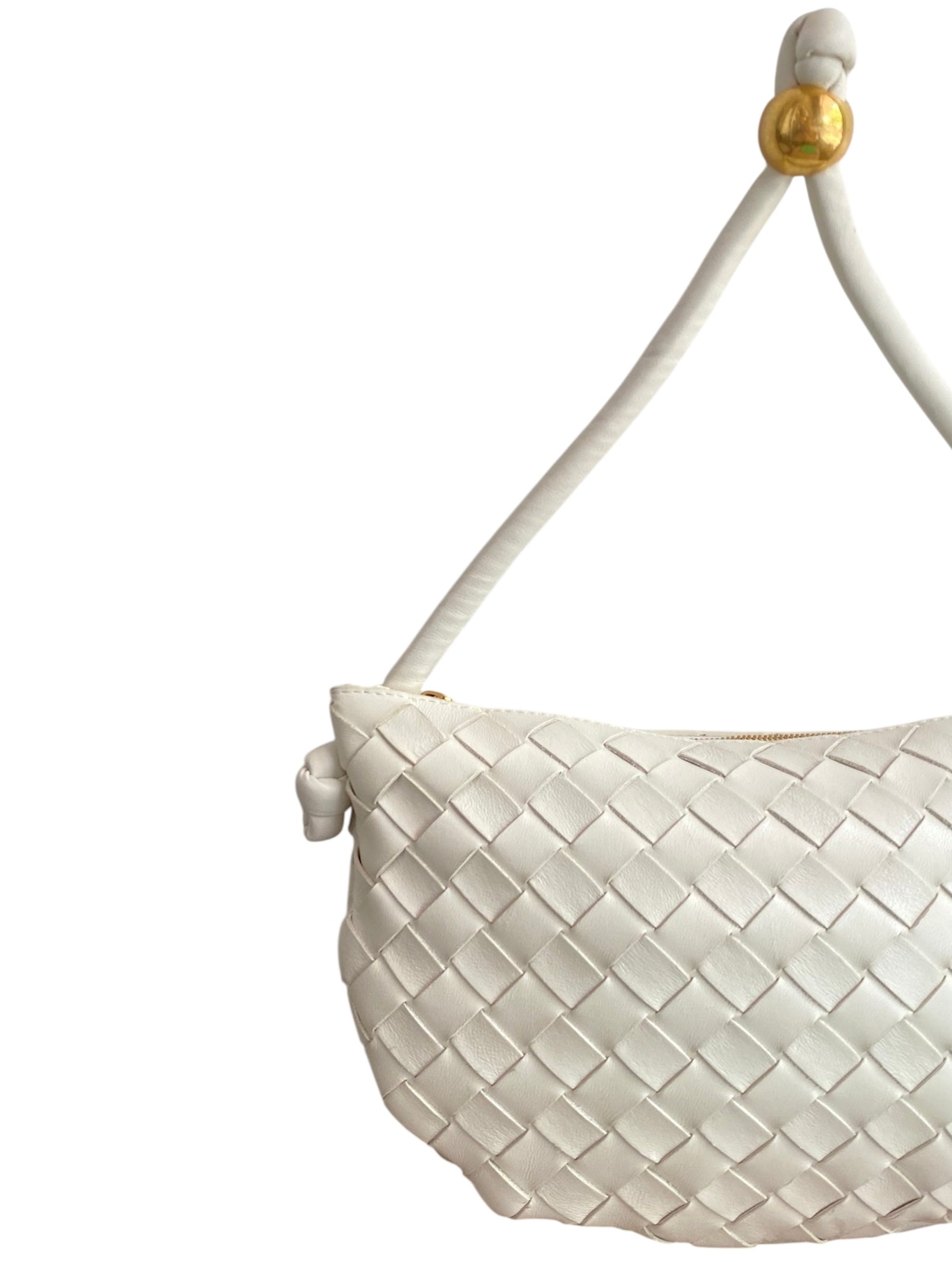 Bottega Veneta White Nappa Intrecciato Small Turn Pouch Bag
