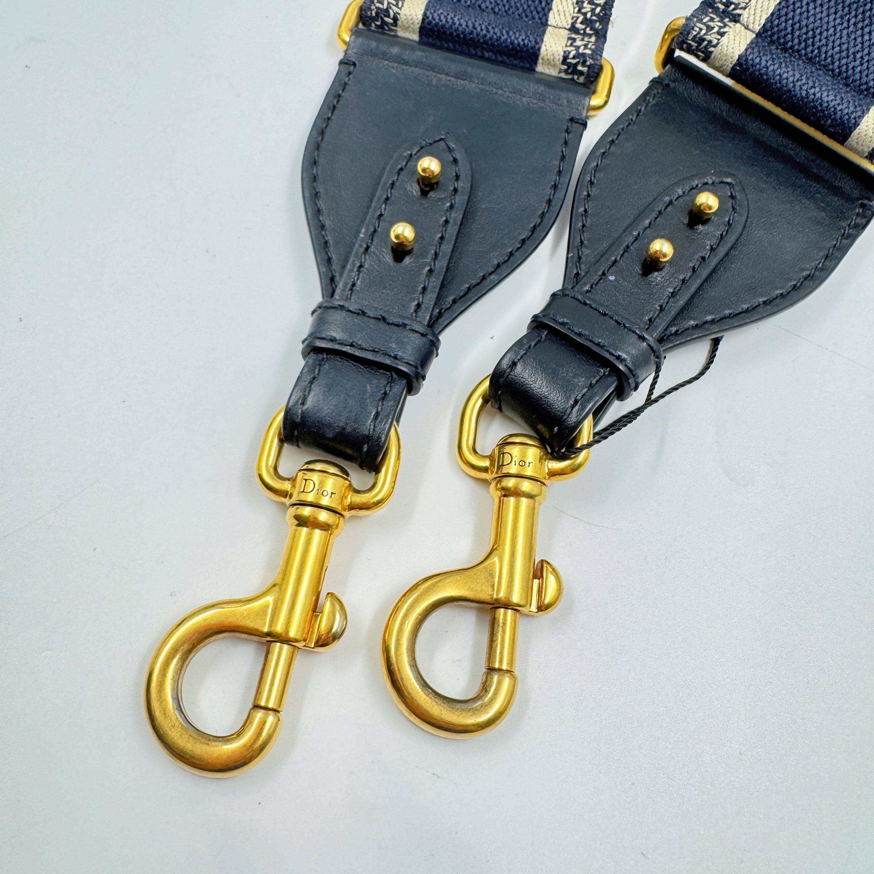 Christian Dior Paris Embroidery Blue Adjustable Shoulder Strap TWS