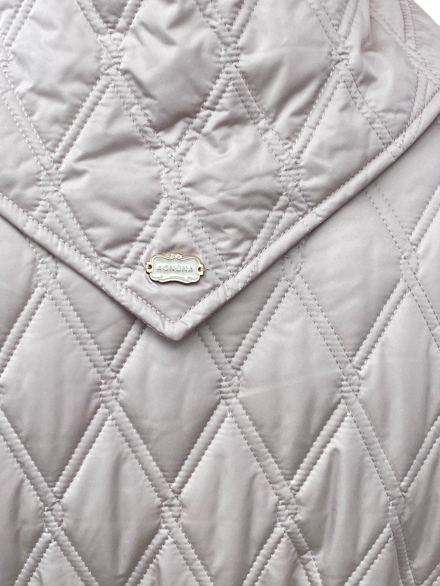 Agnona Ecru Quilted Padded Long Coat with Scarf - 40 / US 6
