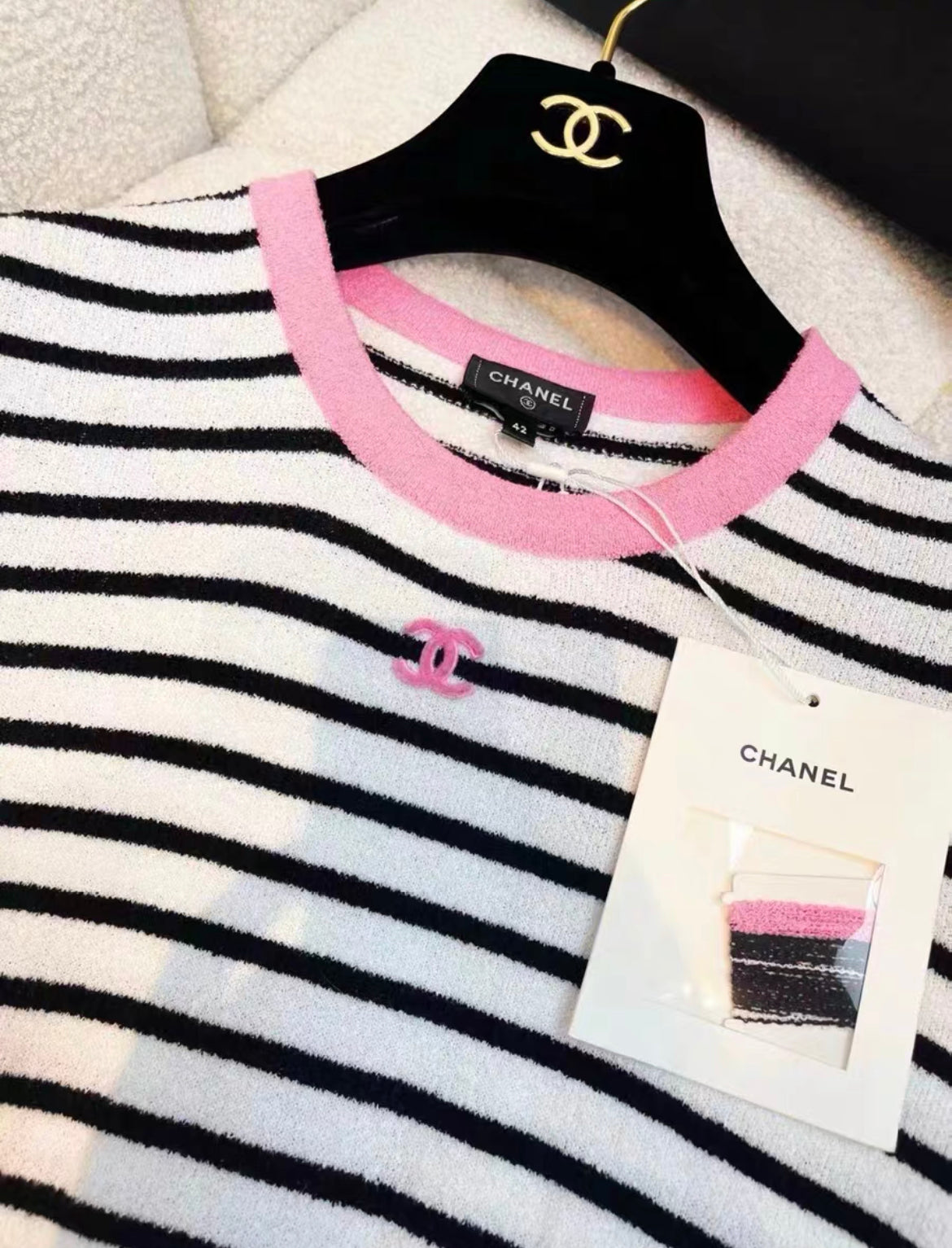 Chanel 24ss stripped CC top size 42