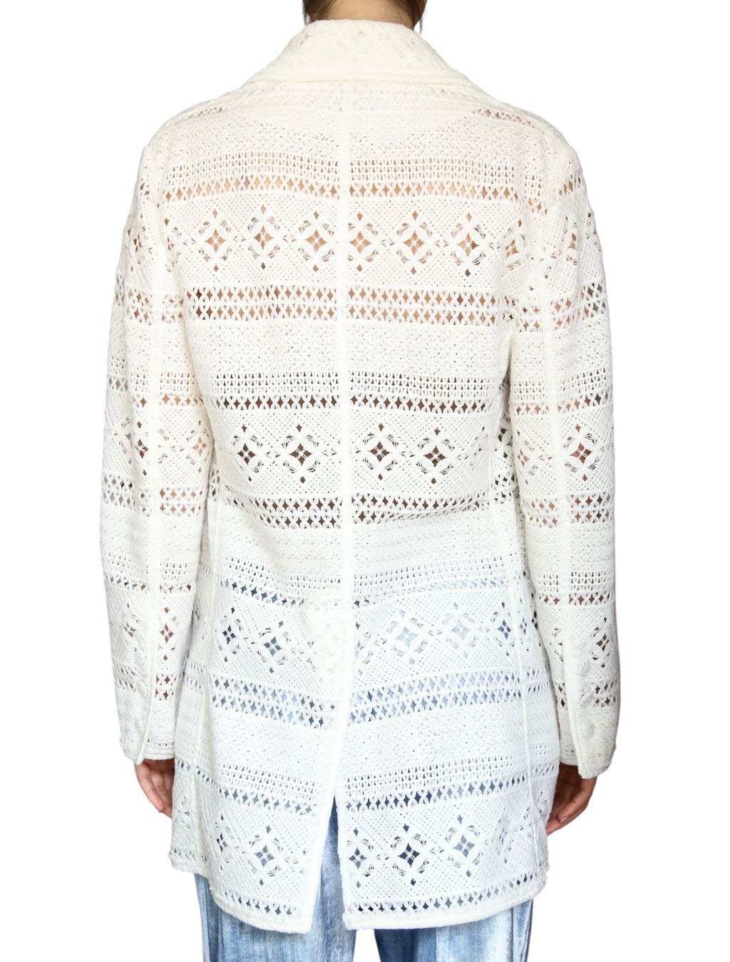 Ermano Scervino White Crochet Blazer - 42 / US 6