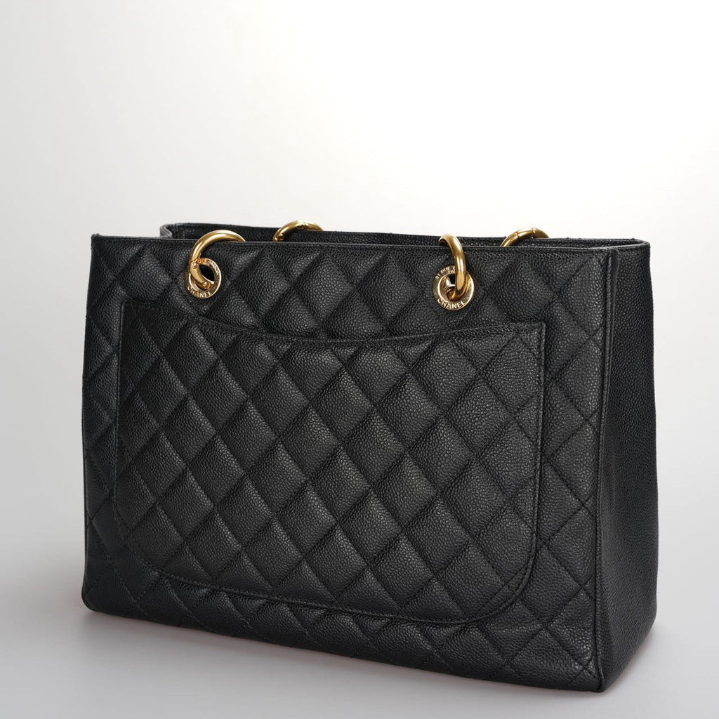 Chanel Black Grand Shopping Tote GST Bag in Caviar Leather with Gold Hardware
