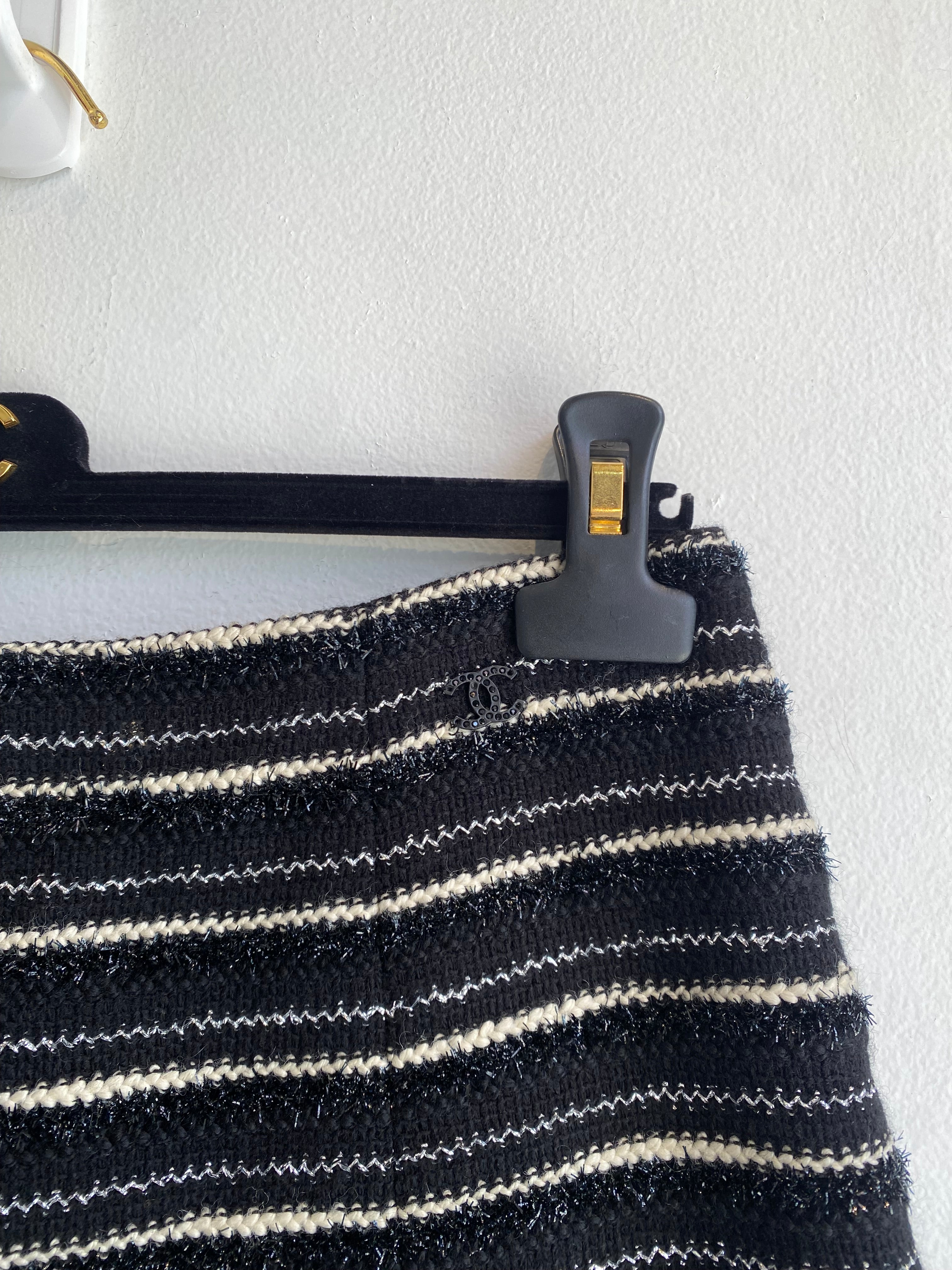 Chanel Wool Blend Stripe Skirt