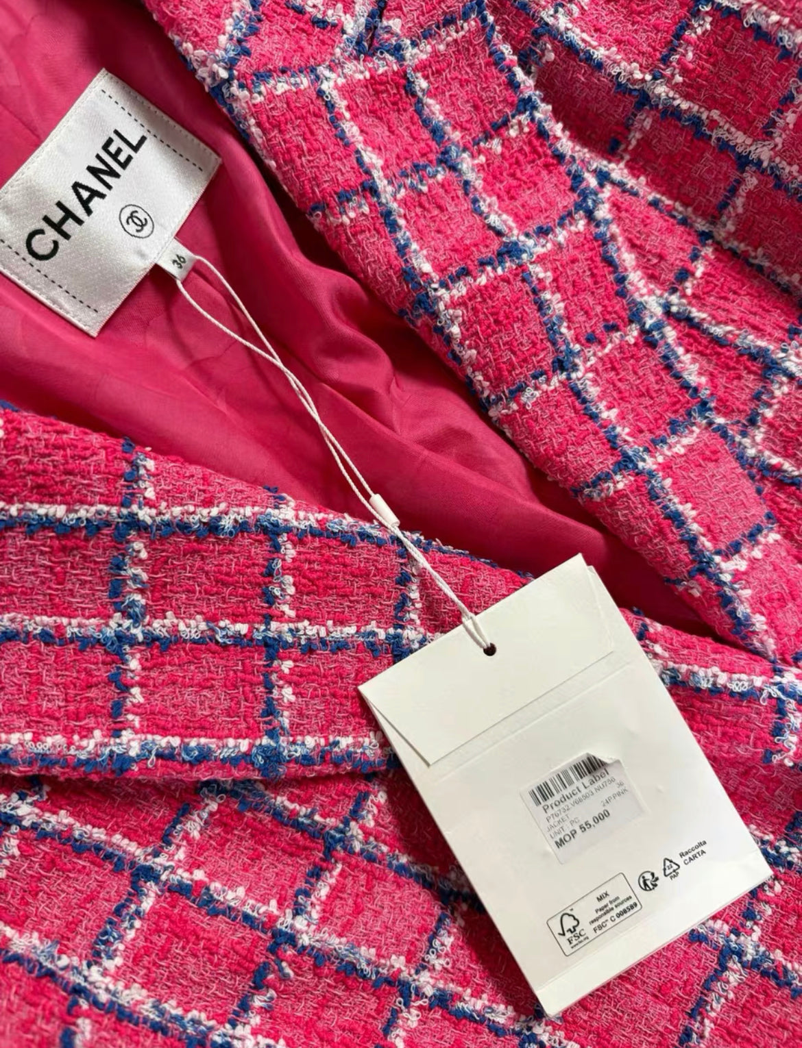 Chanel 24P pink tweed jacket size 36