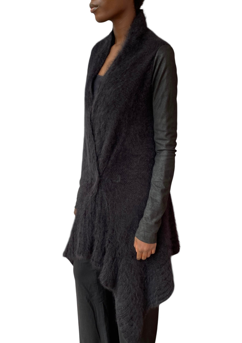Rick Ownes Black Alpaca Wrap igan - L