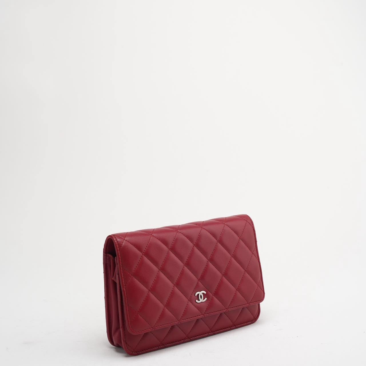 Chanel Red Wallet on Chain (WOC) Lambskin 2014