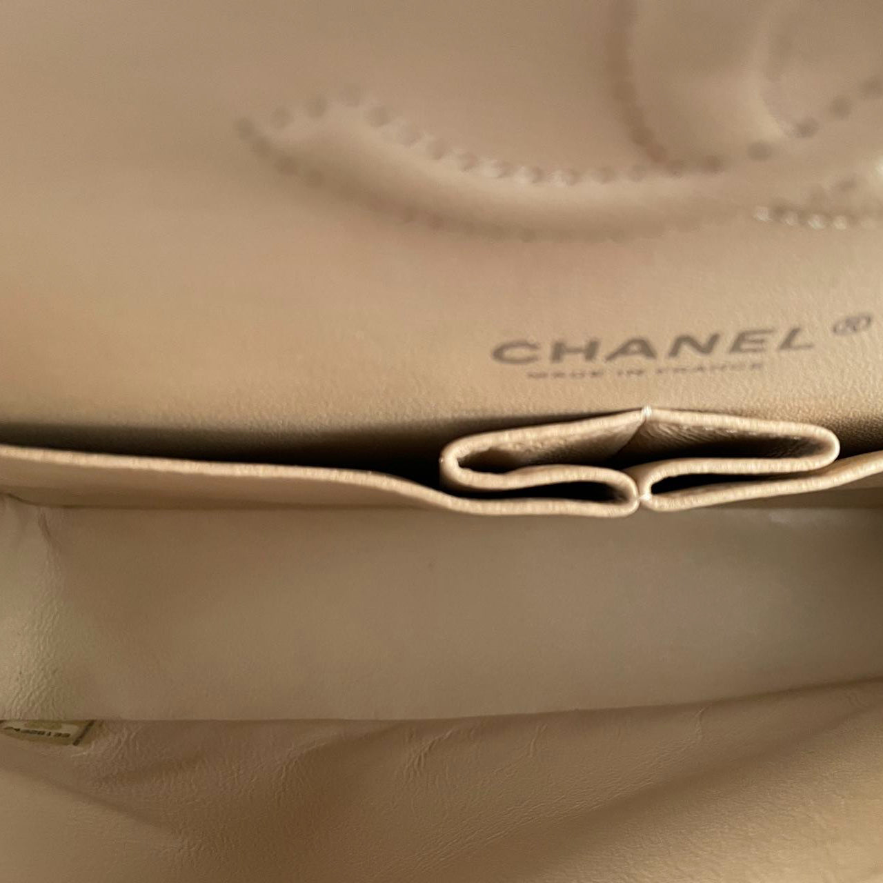 Chanel Beige Classic Double Flap Bag Medium in Quilted Caviar Leather with Silver Hardware
