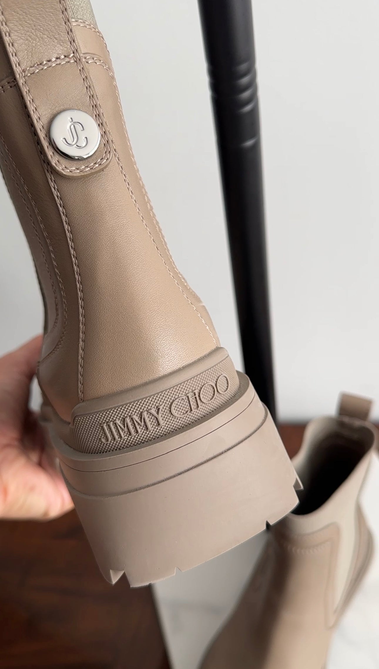 Jimmy Choo Taupe Leather Veronique Ankle Boots - 38 / 37