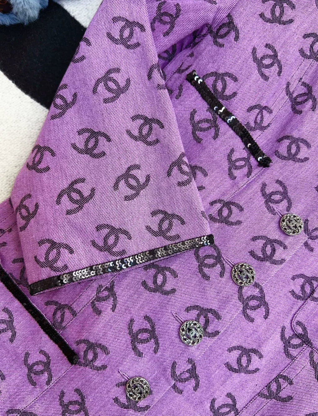 Chanel 22SS purple & black denim dress