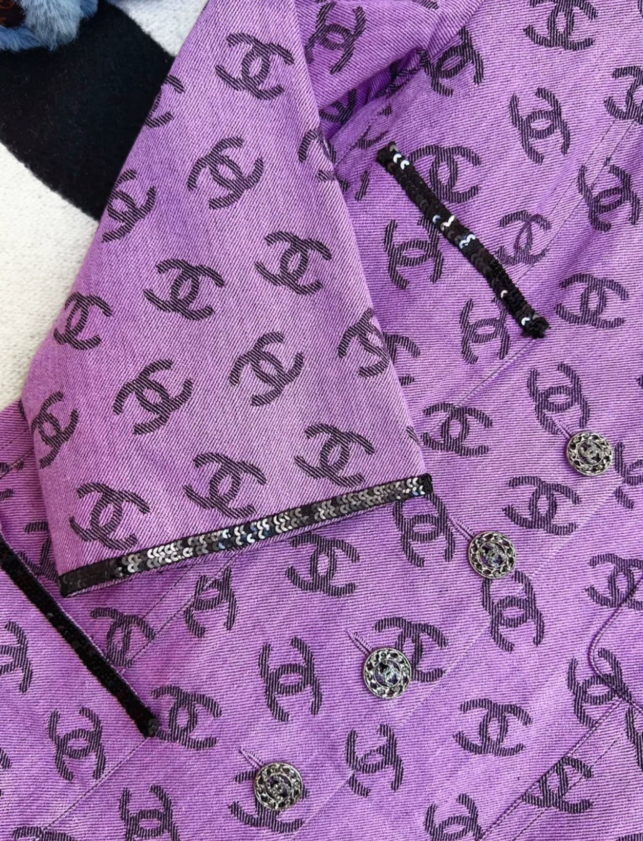 Chanel 22SS purple & black denim dress