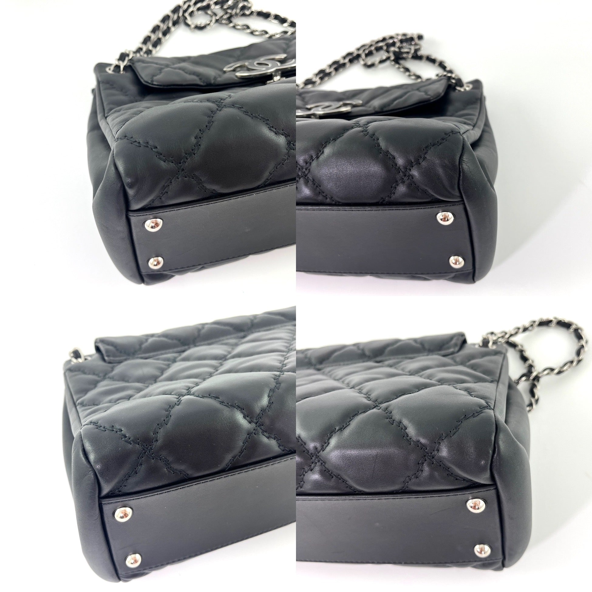 CHANEL Double Stitch Hamptons Black Quilted Calfskin Shopping Tote Bag