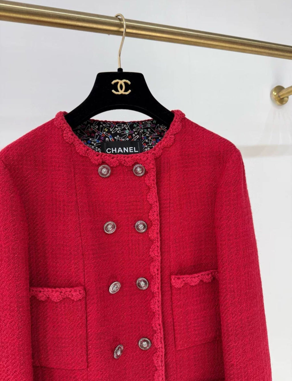 Chanel 24A Red Tweed Jacket