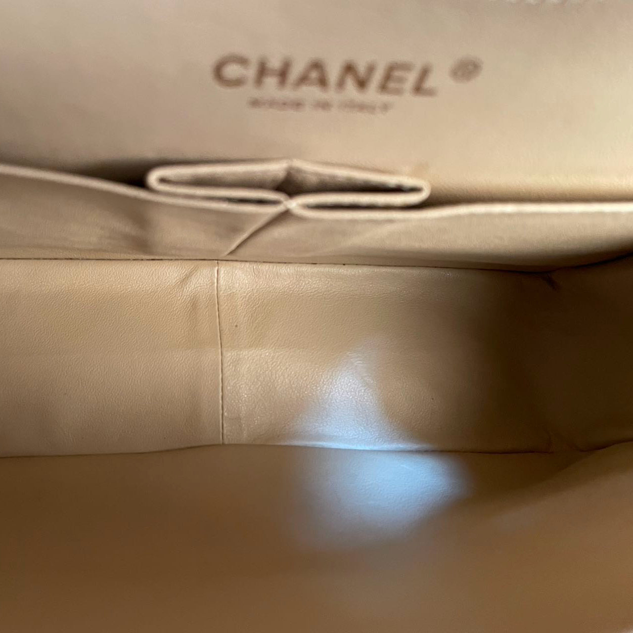 Chanel Classic Double Flap Bag Jumbo in Beige Quilted Caviar Leather with Gold Hardware