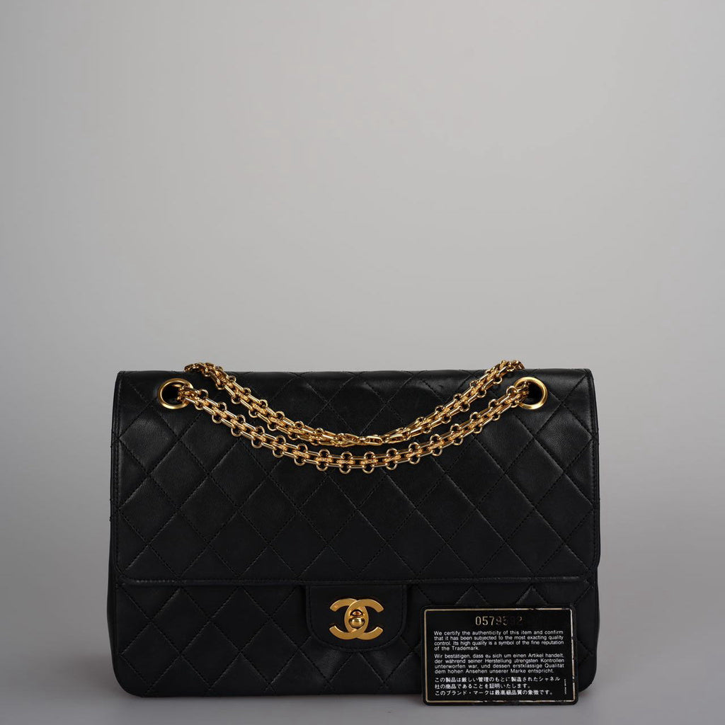 Chanel Vintage Black Lambskin Timeless Flap Bag Gold Hardware