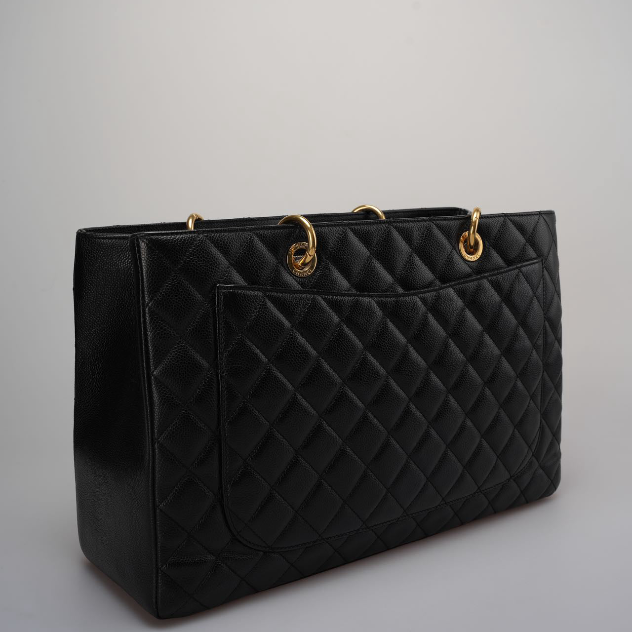 Chanel Large Black Grand Shopping XL GST Tote Bag In Caviar Leather With Gold Hardwares
