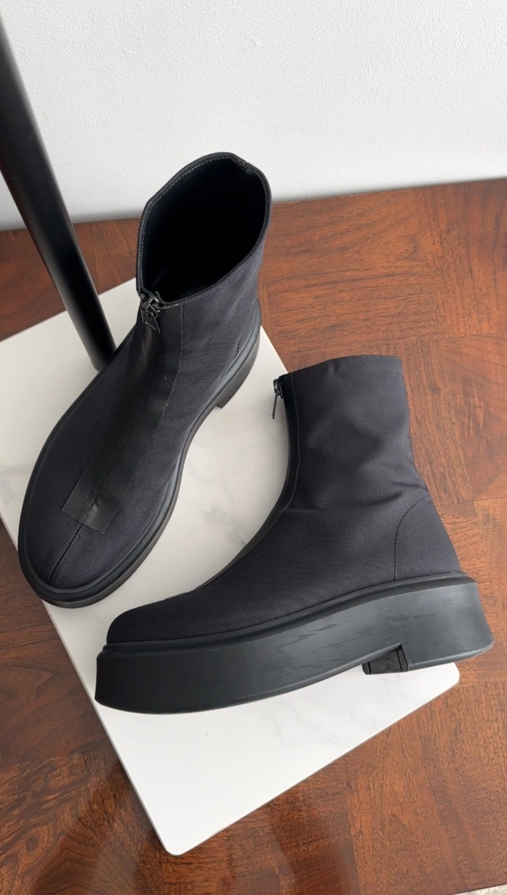 The Row Black Nylon Zipped Ankle Boots - 37