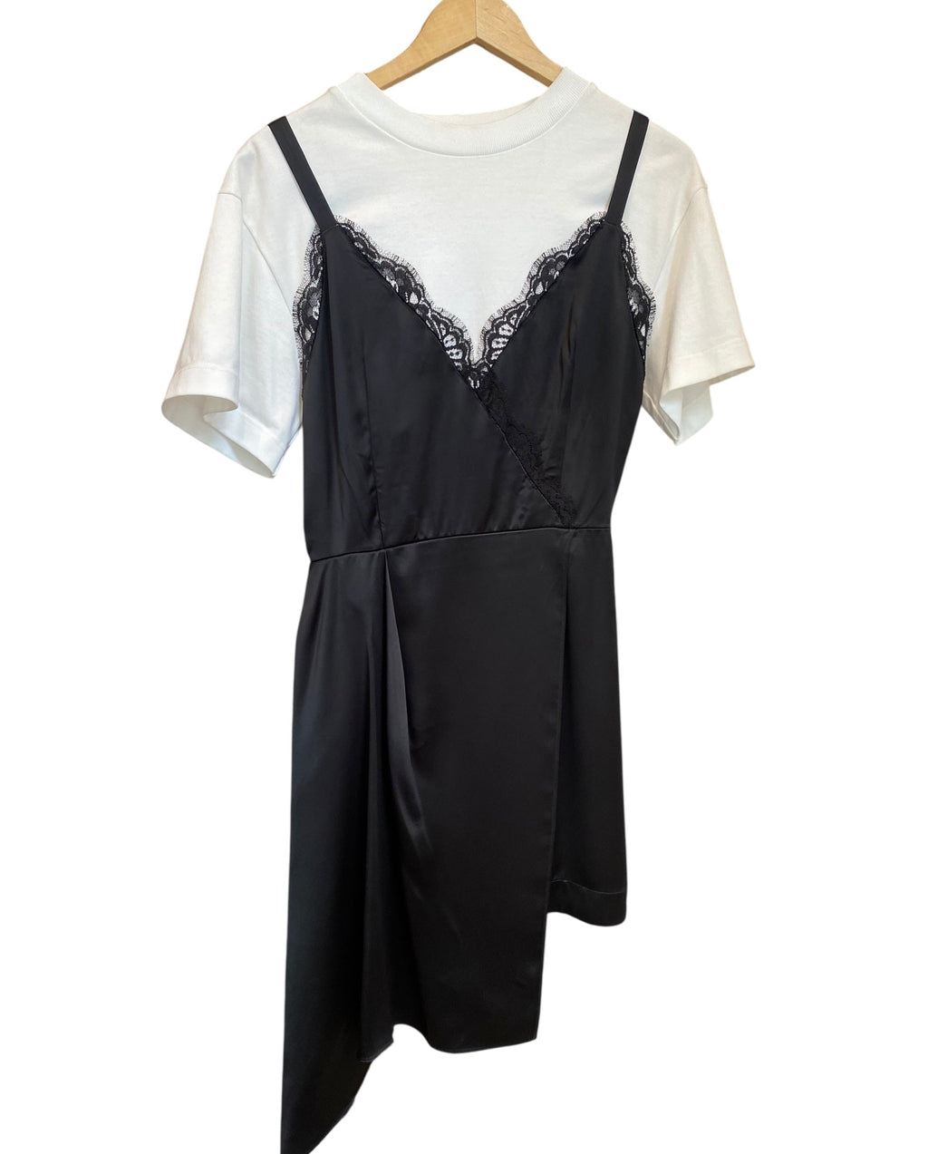 Alexander McQueen Lace Cami  Asymmetrical Tee Shirt Dress - 40 / US 4