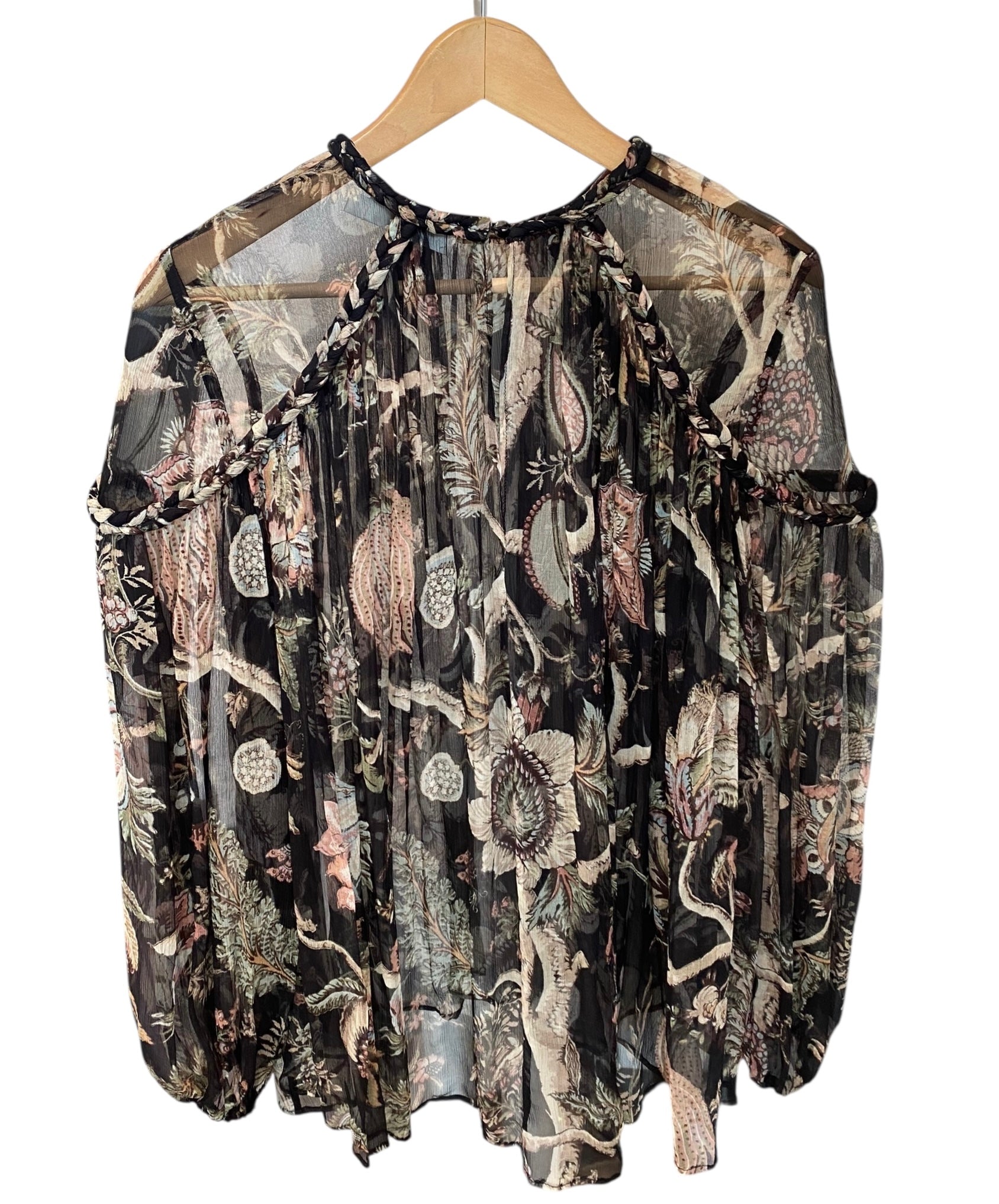 Zimmermann Green Brown Silk Floral Print Blouse - 1 / US 6