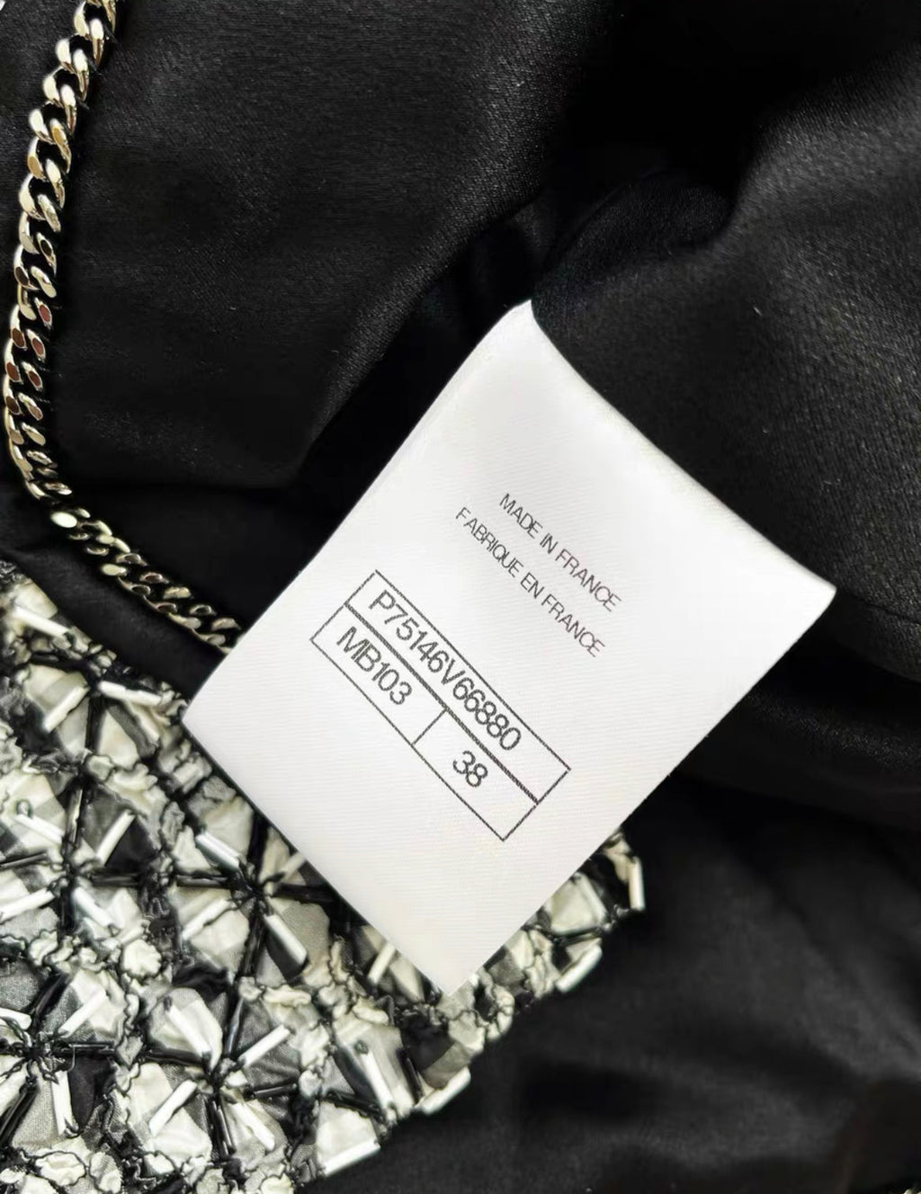 Chanel 23A tweed black and white collar jacket