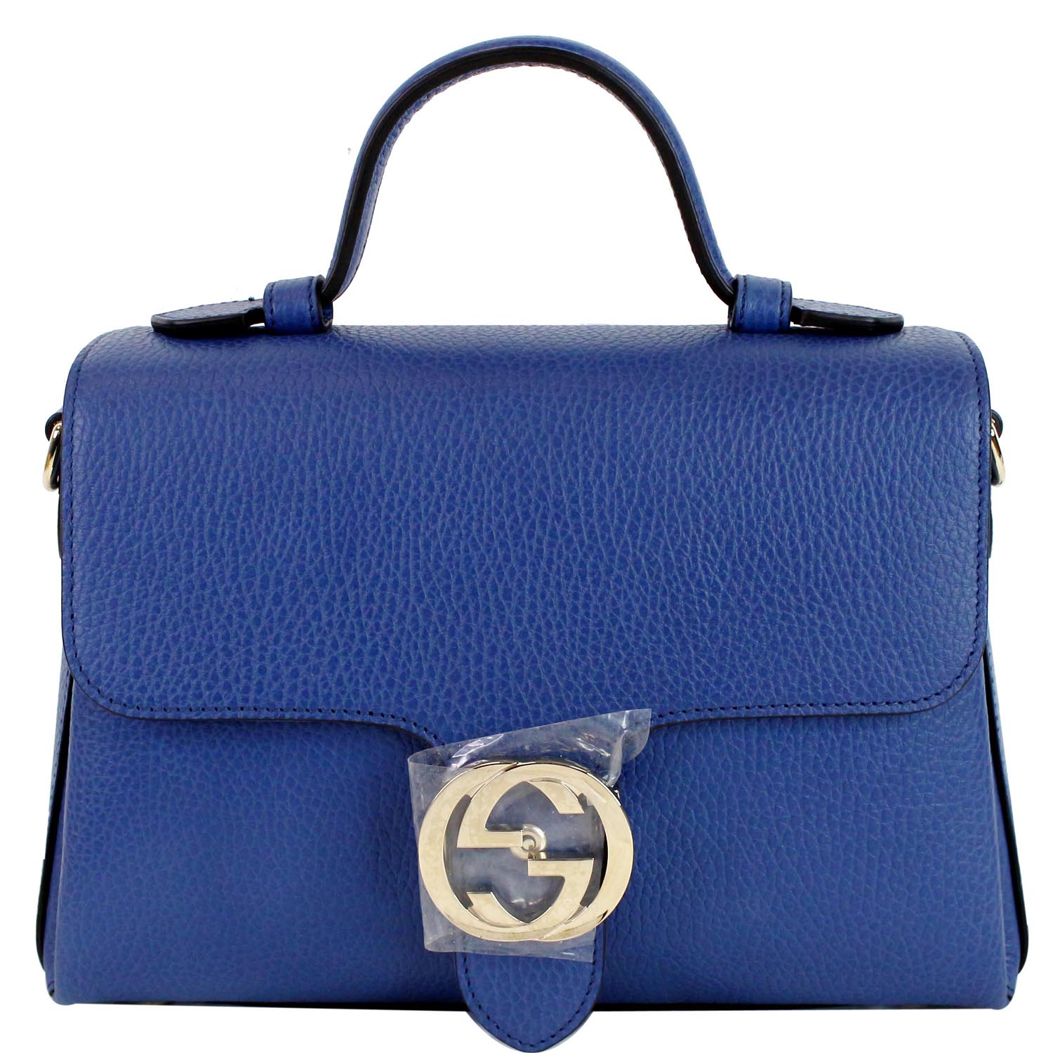 GUCCI GG Interlocking Leather Chain Shoulder Bag Blue 510302