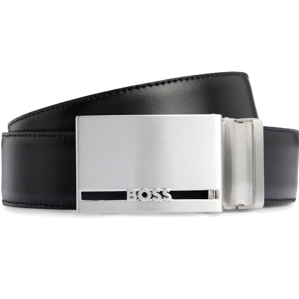 Italian-Leather Reversible Belt With Branded Keeper