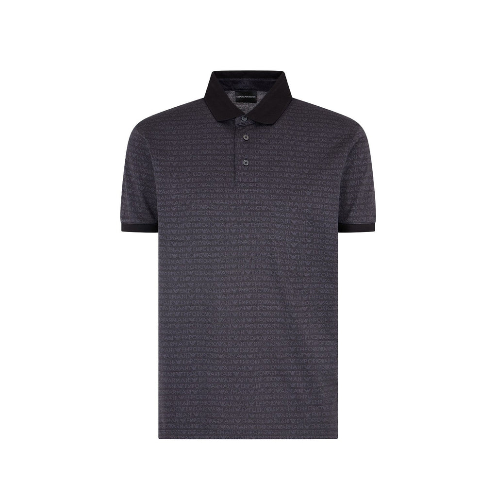 Jersey Polo Shirt With All-Over Jacquard Lettering
